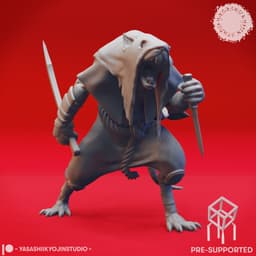 Wererat Pack - Tabletop Miniatures (Pre-Supported) 3d model