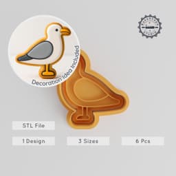 Seagull Bird Cookie Cutter & Stamp Set, 6 Piece Bundle, Flying Seagull Design, Perfect for Fondant & Cookies, Sizes S/M/L PRODUCT_1133 3d model