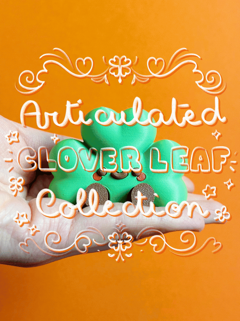 Cute Articulated Clover Leaf | No AMS | Print-in-place | Support-free 3d model