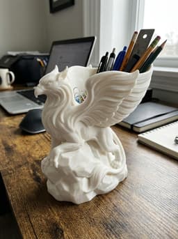 Majestic Griffin Desk Organizer | Mythical Creature Pen Holder & Stationery Caddy 3d model