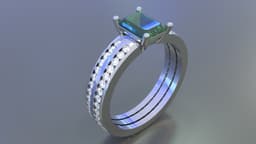 Luxury Emerald Cut Engagement Ring - 3DM & STL 3d model