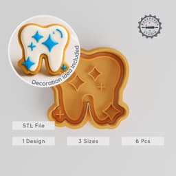 Clean Teeth Shape Cutter & Stamp, Cookie & Fondant Tool, Dental Care, Oral Hygiene, 3 Size Set PRODUCT_501 3d model