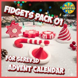 Fidgets Pack 01 - Candy Cane Flexi, Snowflake Star, Spiral & Spinning Top - No Supports 3D Print STL 3d model