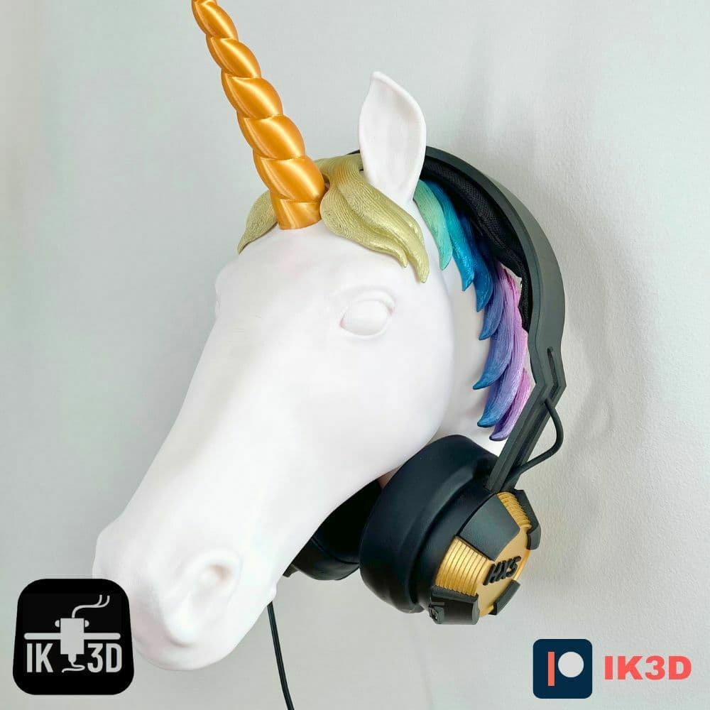 Unicorn Head Wall Mounted Decor / Headphones Holder / Multiparts 3d model