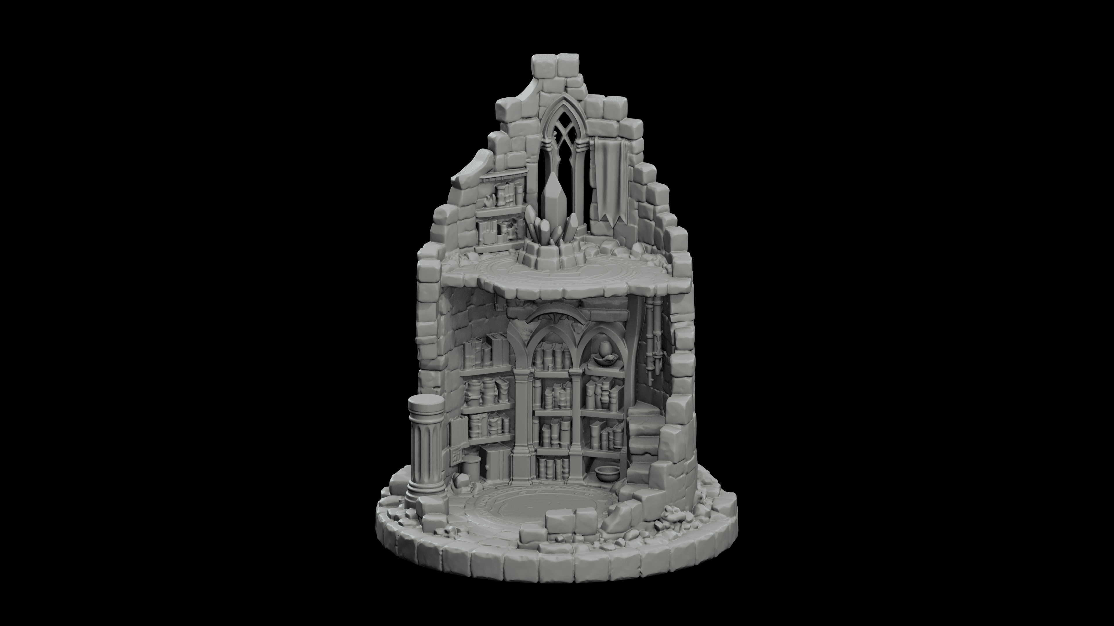 Wizard Tower Dice-Scale Ruin STL - Printable D&D Tabletop Terrain 3d model