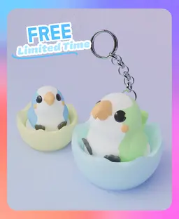 Quaker Parrot Clicker & Keychain (Single Color) 3d model