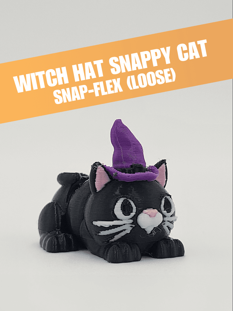 Witch Hat Snappy Cat - Articulated Snap-Flex Fidget (Loose Joints) 3d model