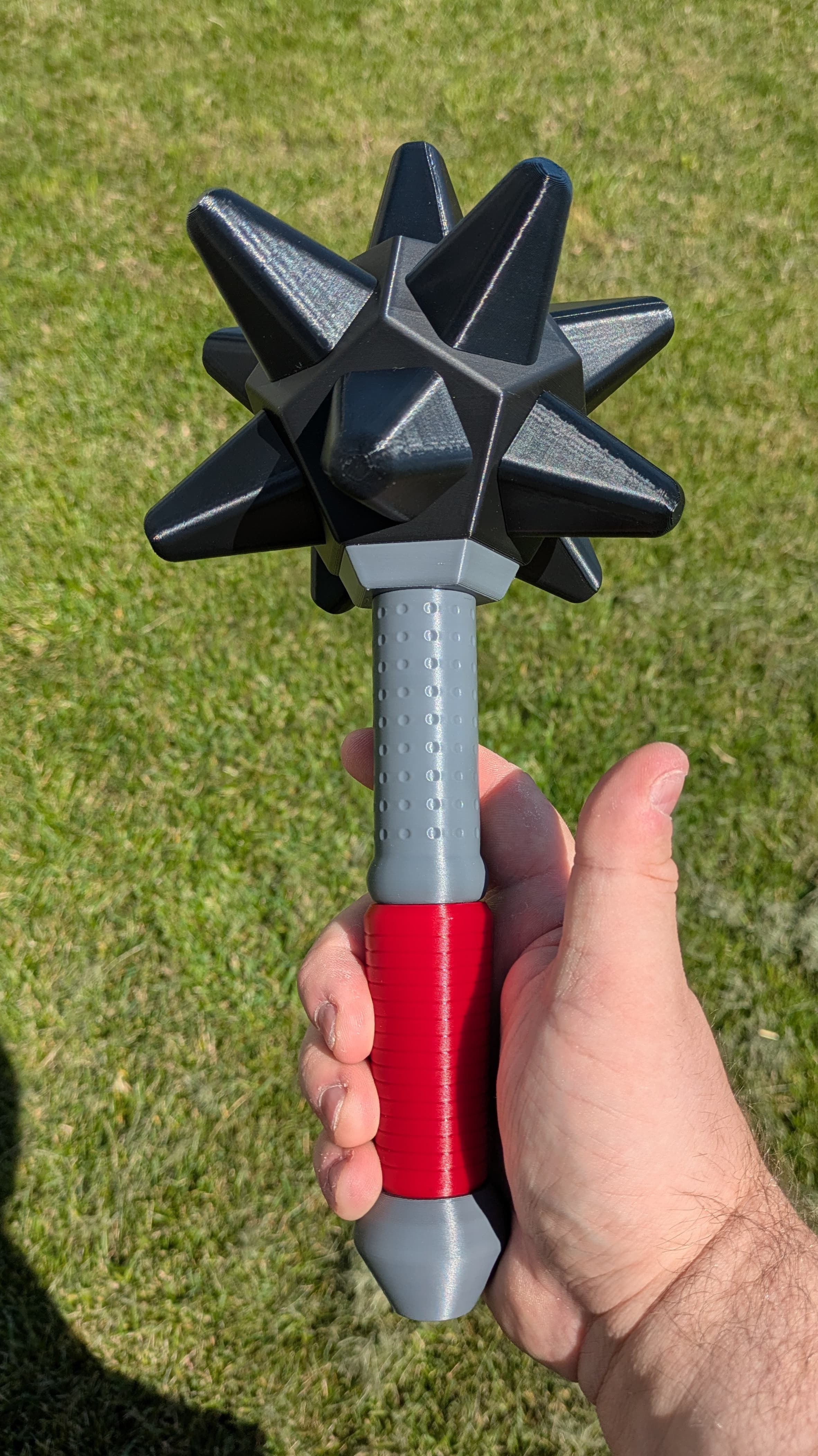Polymaker ASA Dark Gray, eSun PLA+ True Red, kexcelled PETG Black (spikes), R3D PLA+ Black