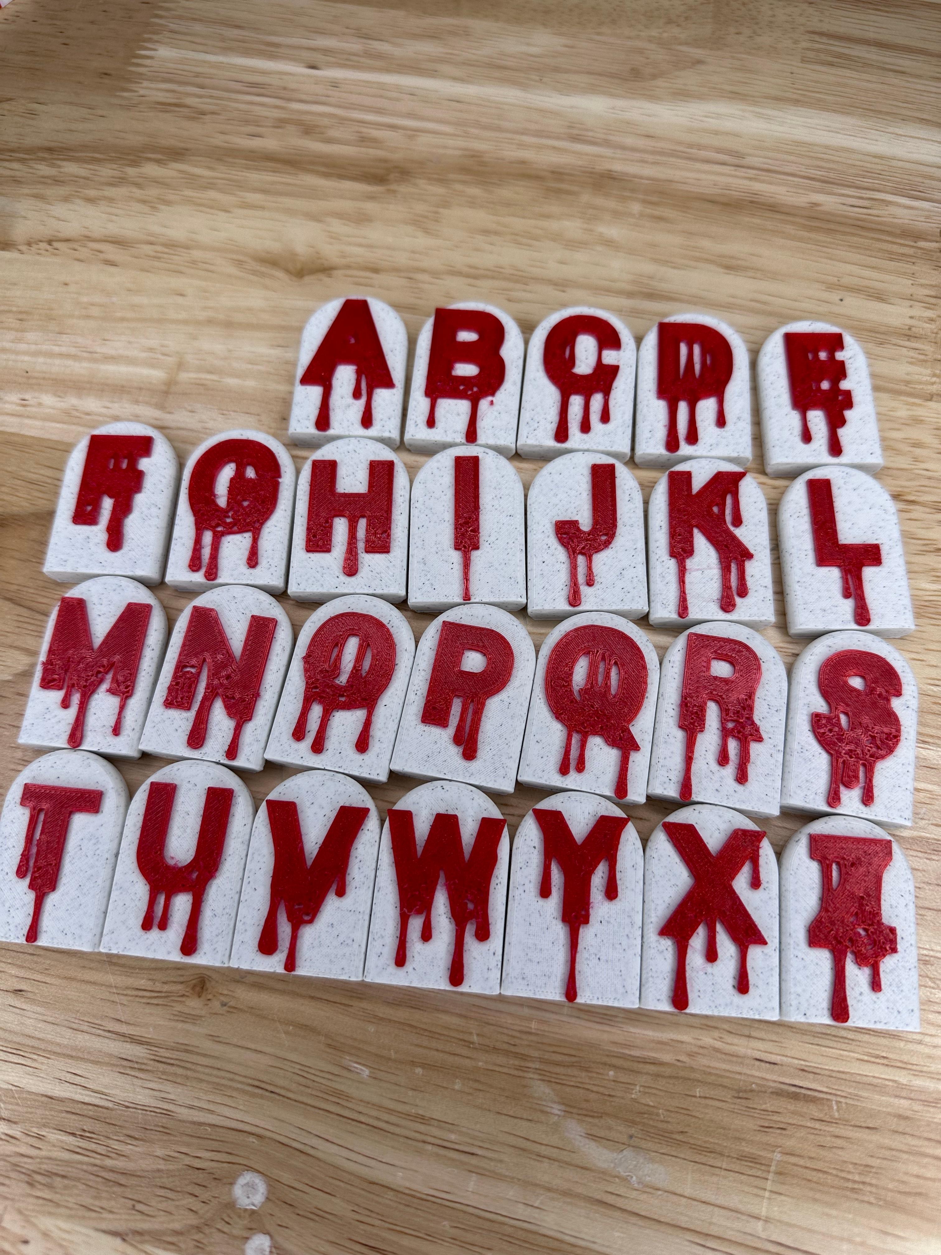 Hauntingly Stylish: Single-Color Headstone Alphabet Magnets for Halloween FULL ALPHABET 3d model