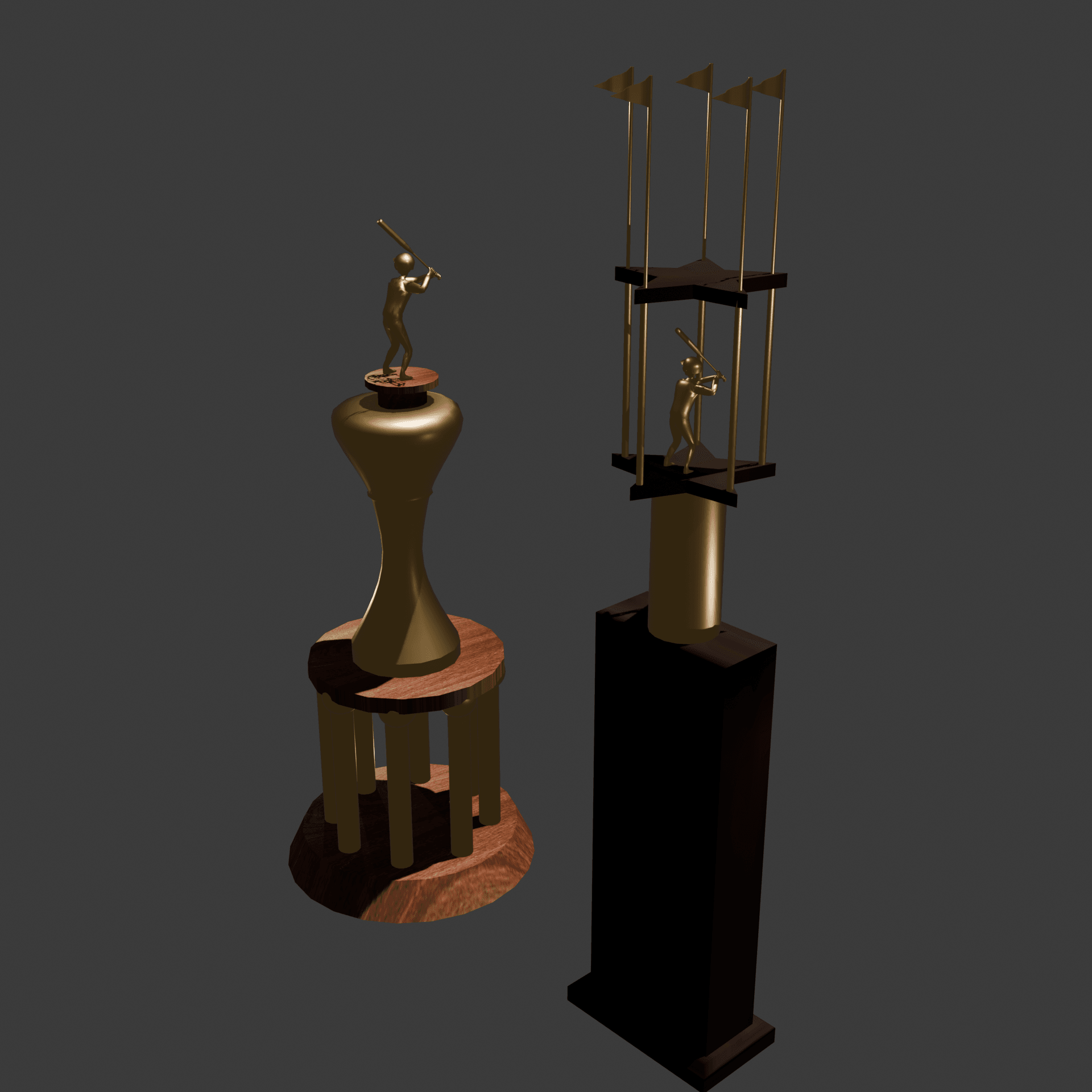 Baseball Trophy Set 3d model