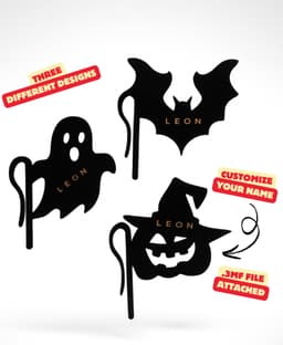 HALLOWEEN GLASS TAGS (CUSTOMIZE YOUR OWN) / HALLOWEEN PARTY DECOR 3d model