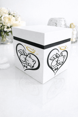 Obsidian Paw of Love – Modern Cat Memorial Urn with Heart & Angel Motif | Bayonet Closure 3d model