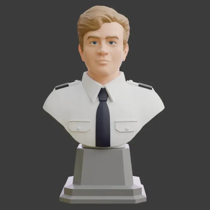 Officer Figure Bust Statue 3d model