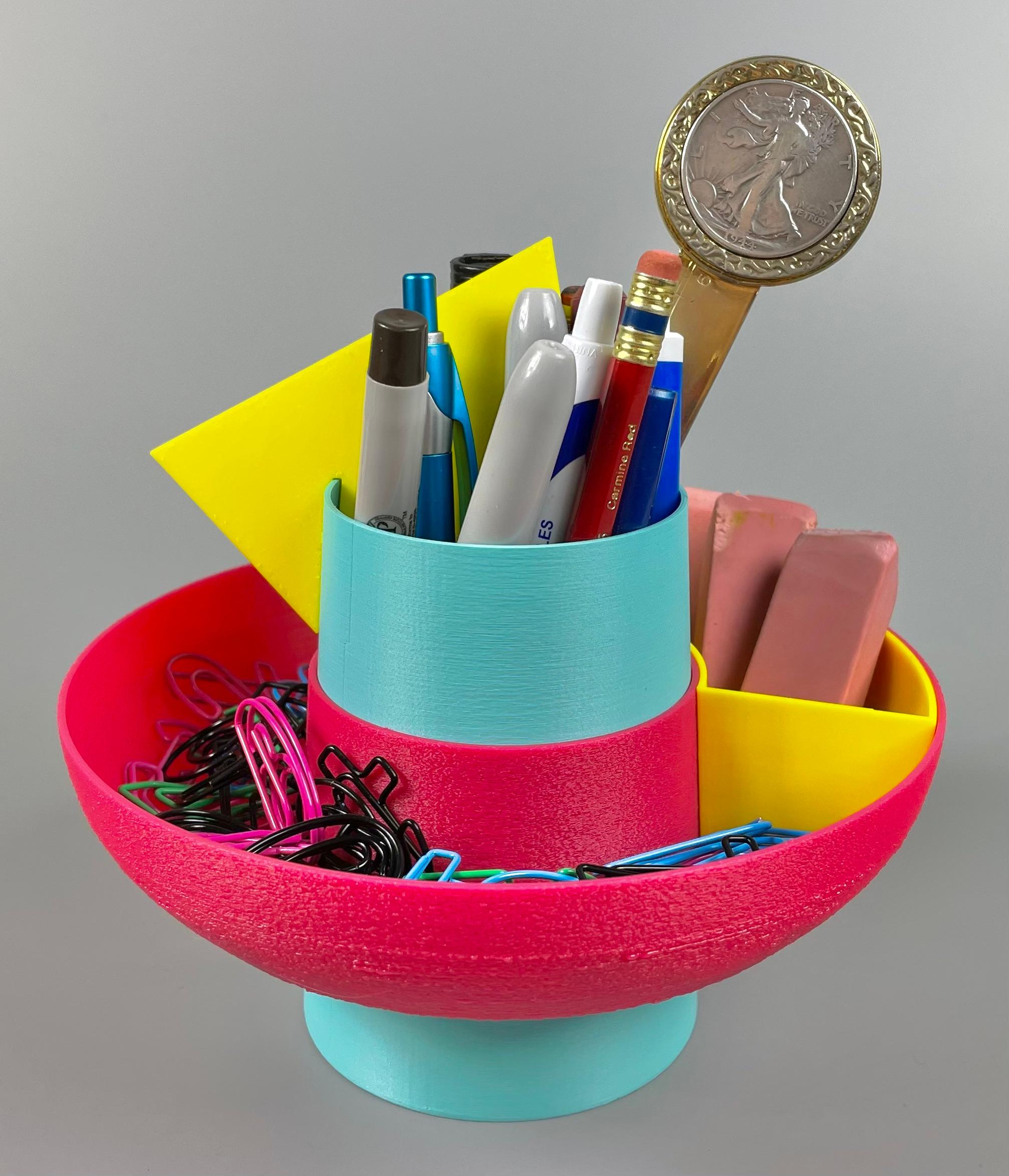 90's Inspired Desk Organizer - With stuff in it. - 3d model