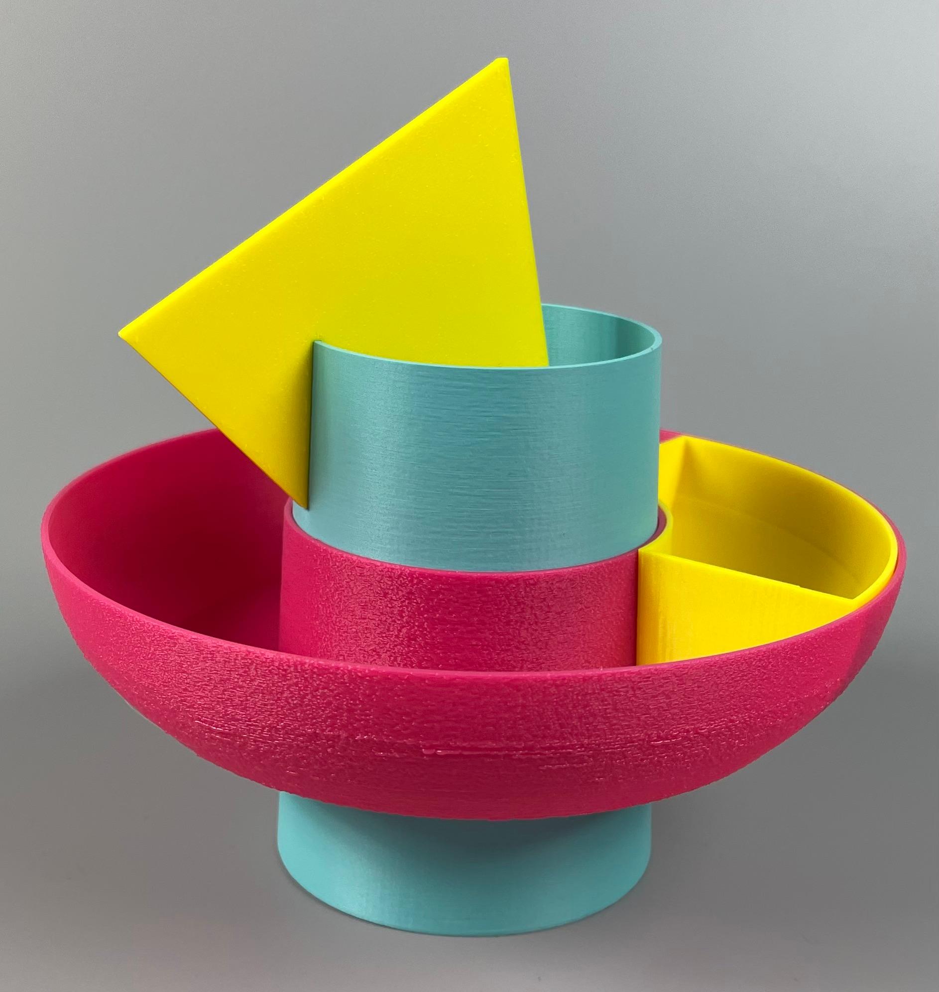 90's Inspired Desk Organizer - Printed in PolyTerra Teal PLA, GST3D Pink PLA, and Hatchbox Yellow PLA.  - 3d model