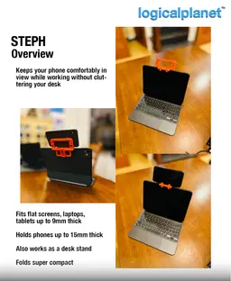 STEPH – Screen Top Edge Phone Holder (Print-in-Place) 3d model