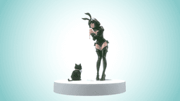Anime Bunny Girl with Cat - Cute Manga Diorama Statue 3d model