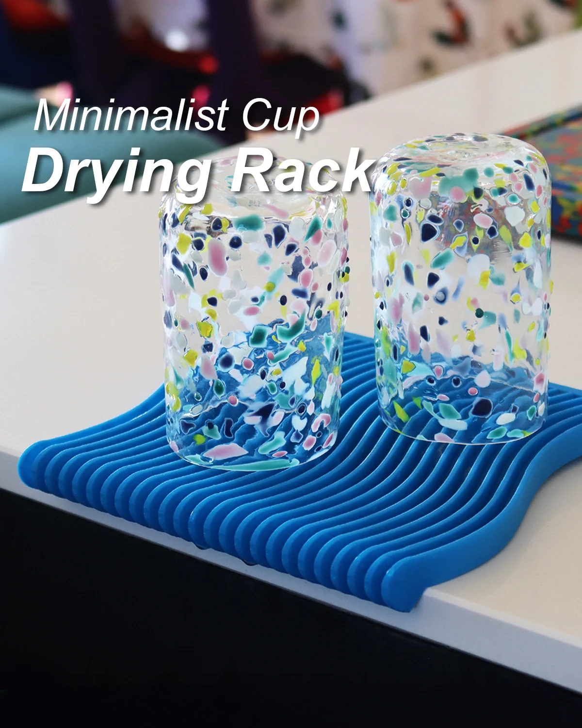 Minimalist Wave Cup Drying Rack 3d model
