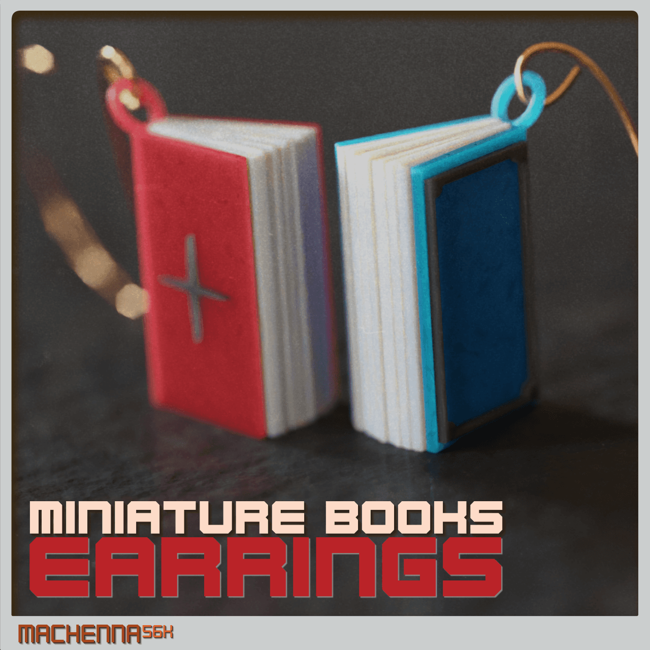 Miniature Book Earrings 3d model