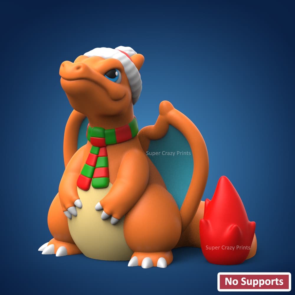 Christmas Charizard (Easy Print No Supports) 3d model