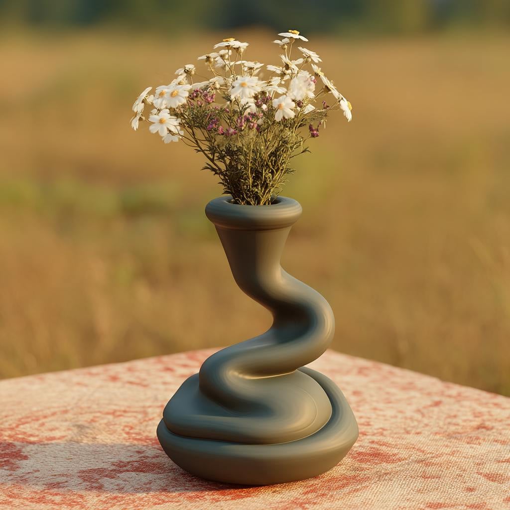Liquid Form Vase – Organic Sculptural Vase | Modern Fluid Design 3d model