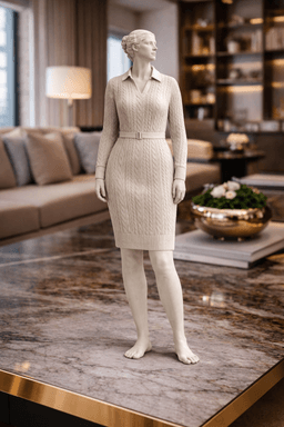 Knit Sweater Dress Woman Statue STL – Cozy Winter Female Figure for 3D Printing 3d model