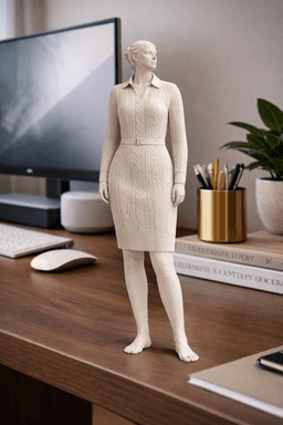 Knit Sweater Dress Woman Statue STL – Cozy Winter Female Figure for 3D Printing 3d model