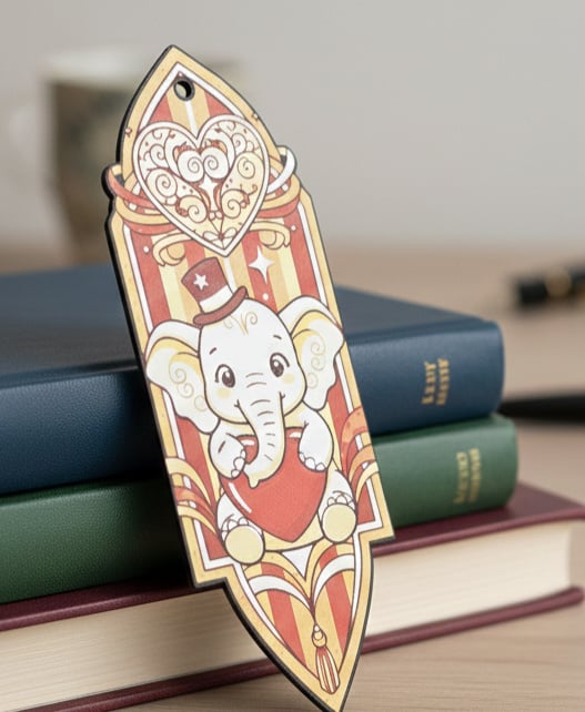 Valentines Day Bookmark - Elephant2 - Hueforge - 4 colors 3d model