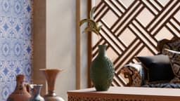 Vibrant Oasis Vase β Moroccan Inspired Geometric Floral Decor 3d model