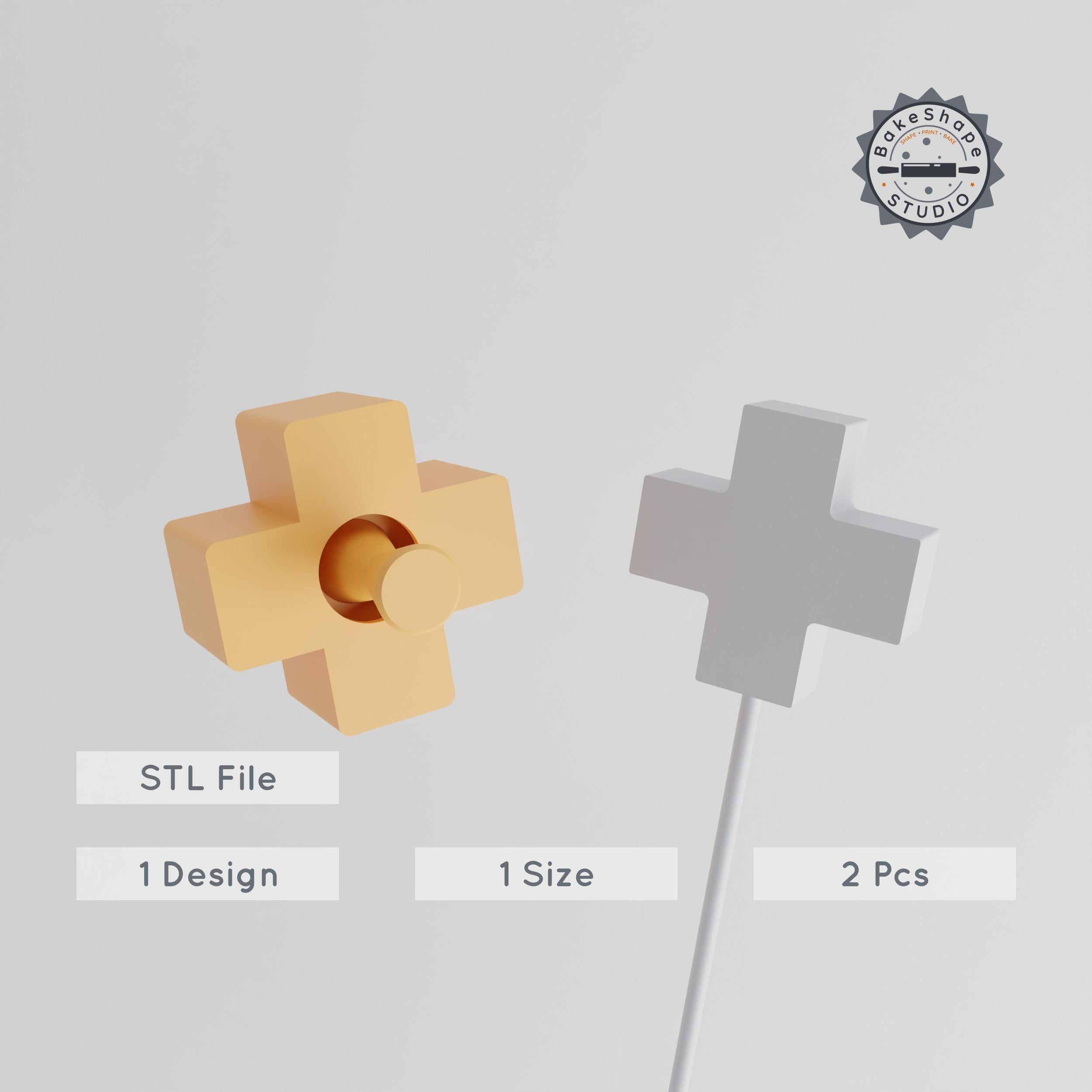 Cross Cake Pop Mold, Geometric & Basic Design, 2-Piece STL for 3D Printing PRODUCT_1226 3d model