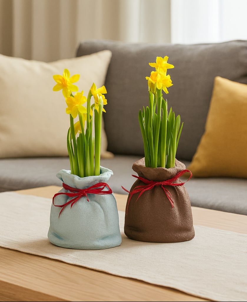 PLANTER IN BAG DESIGN / BAG PLANTER / JUTE BAG / SPRING DECORATION 3d model