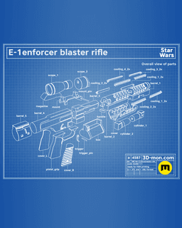 E-1 Blaster Rifle - Star Wars 3d model
