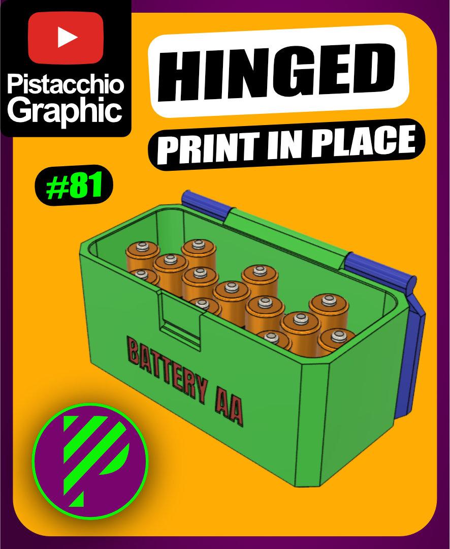 #81 Hinged Print-in-place Battery Storage Box | Fusion | Pistacchio Graphic 3d model