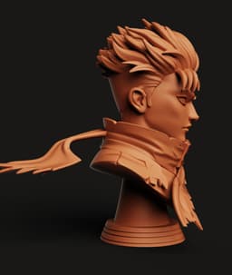 Heroic Warrior Anime Bust | Fantasy Swordsman Statue | High-Detail Character Sculpture 3d model