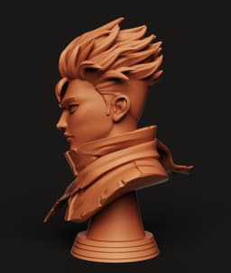 Heroic Warrior Anime Bust | Fantasy Swordsman Statue | High-Detail Character Sculpture 3d model