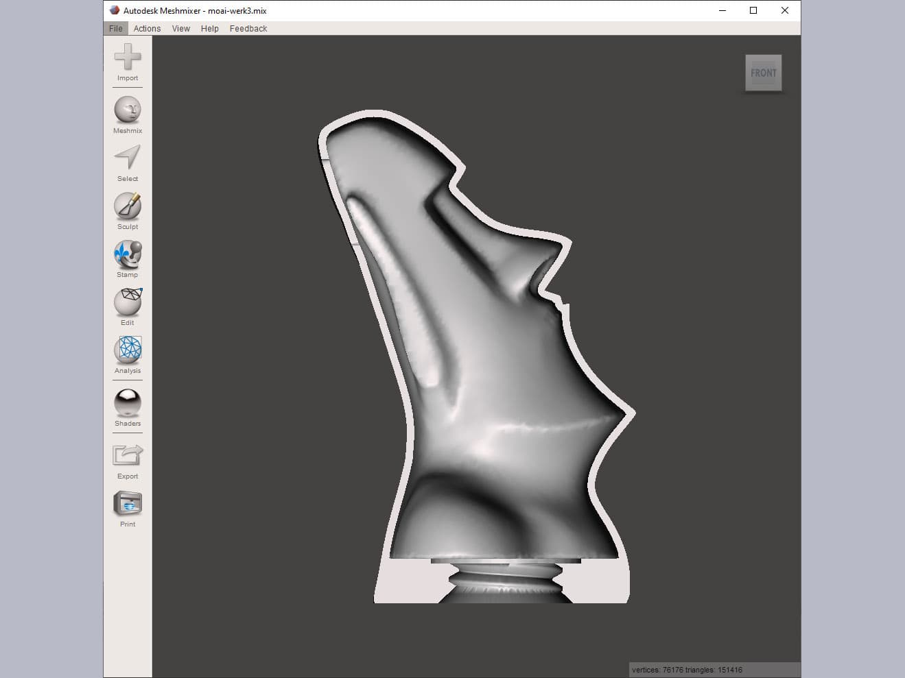 moai_piggybank3_cap.stl - Cross-section - 3d model