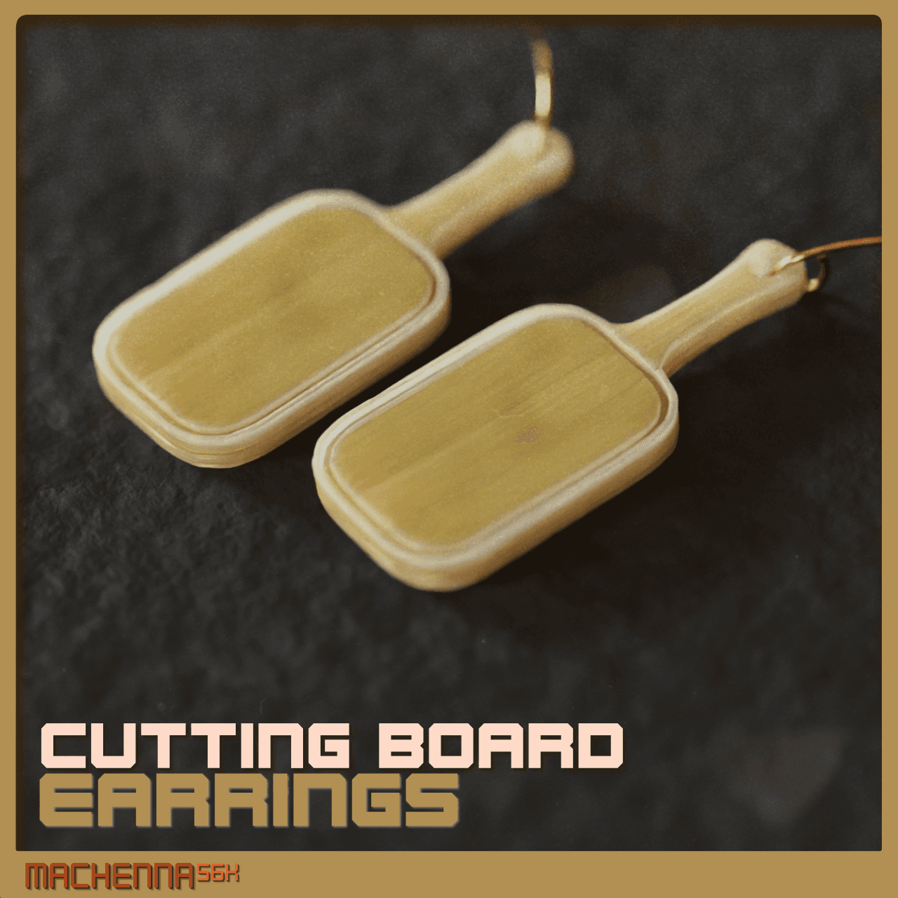 Cutting Board Earrings 3d model
