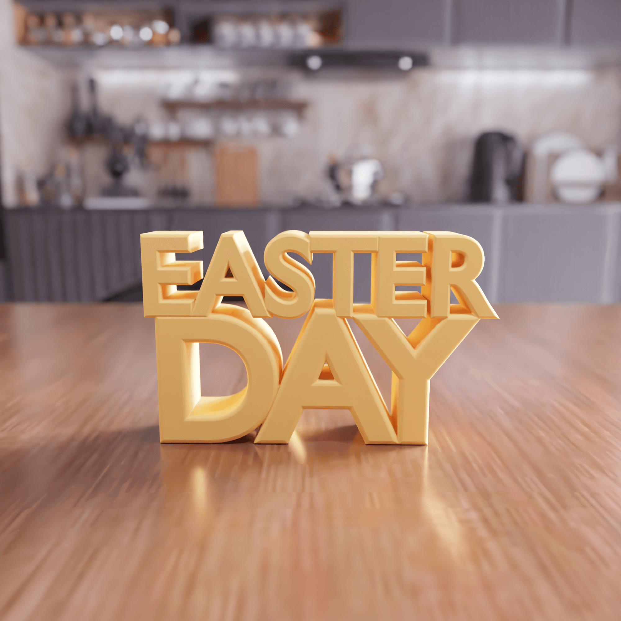 Happy Easter Day Typographic Sign - Spring Home Decor 3d model