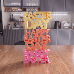 Happy Easter Day Typographic Sign - Spring Home Decor 3d model