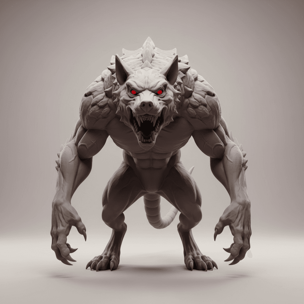 Mutant Wild Dog Creature Premium STL File 3d model