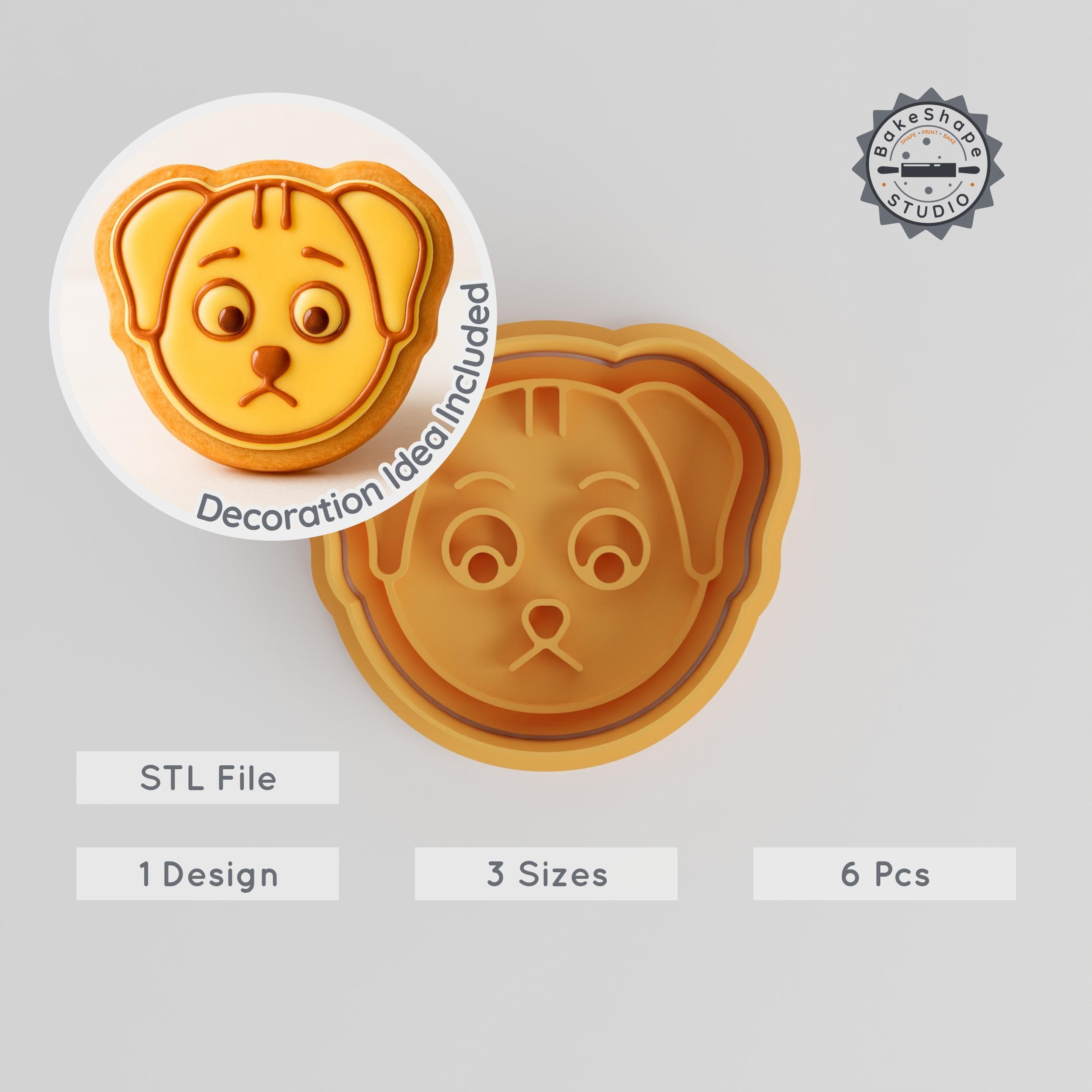 Worried Face Cookie Cutter & Stamp Set, Apprehensive Design, 6-Piece, S/M/L Sizes for Fondant & Dough PRODUCT_891 3d model