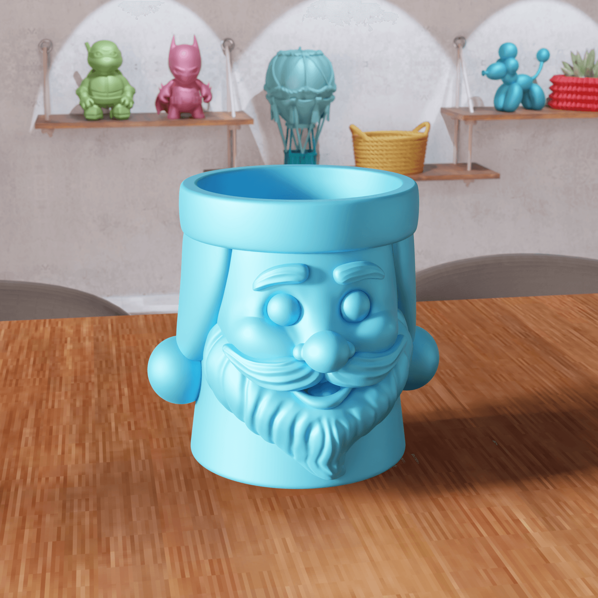 Santa Claus Planter Vase and Storage Box 3d model