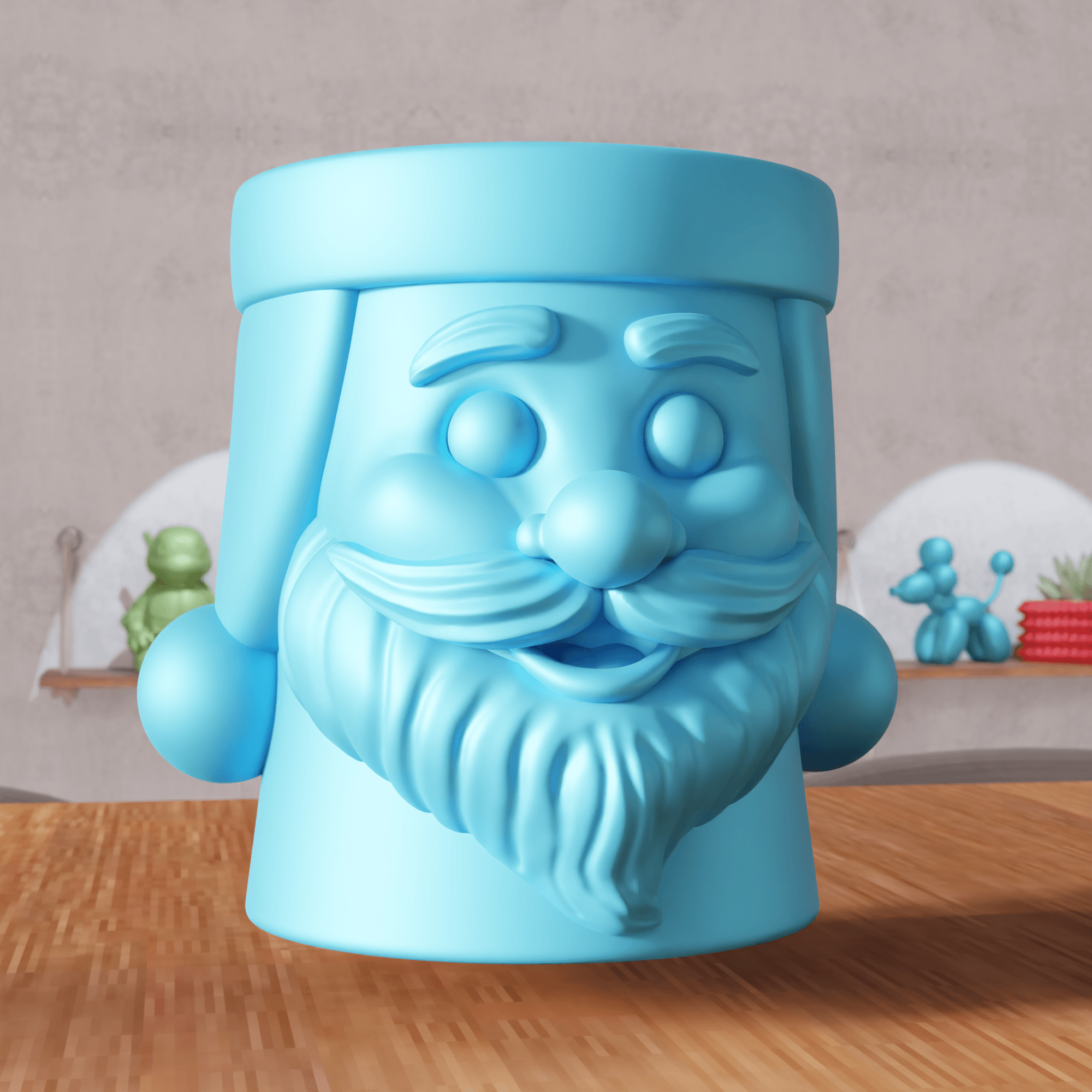 Santa Claus Planter Vase and Storage Box 3d model