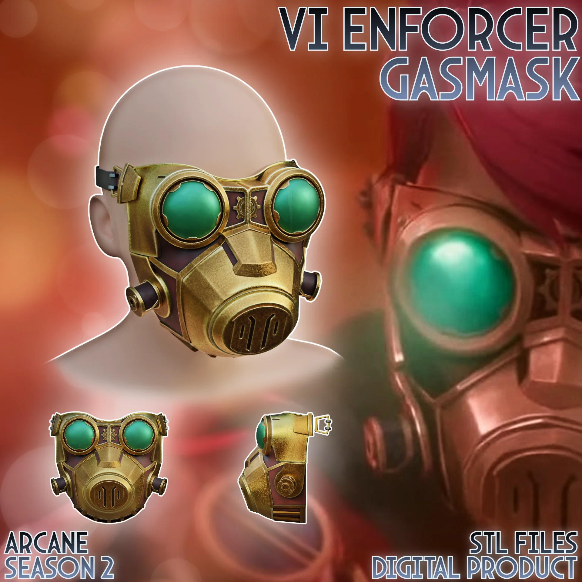 Vi Enforcer Gasmask Arcane League of Legends 3d model