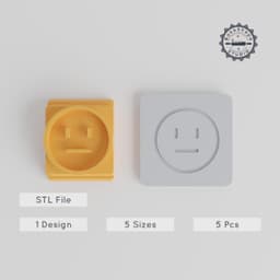Neutral Face Stamp Tile Set, 5 Sizes, Perfect for Clay, Cookies, Fondant & More, 20-40mm, Emoji Design PRODUCT_2501 3d model