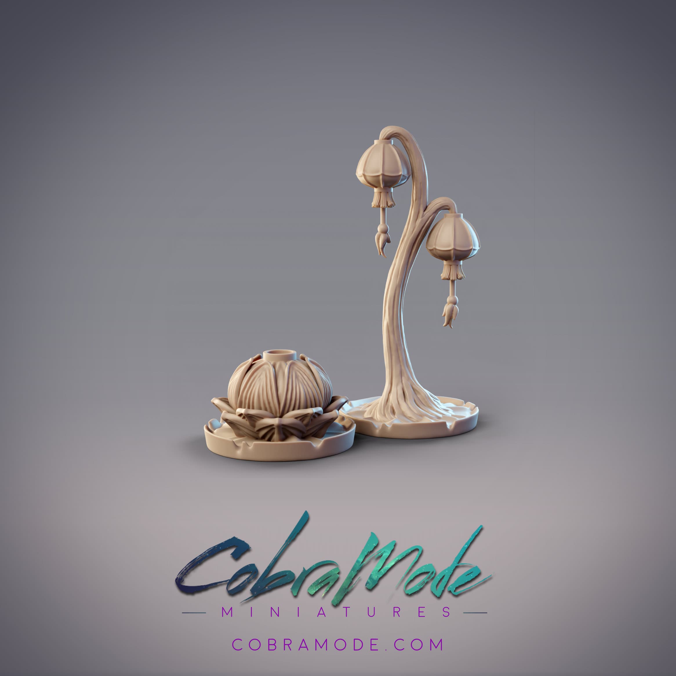 Lotus Lamp and Lantern Scatter Terrain 3d model