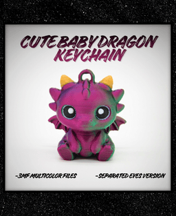 Cute Baby Dragon Keychain 3d model