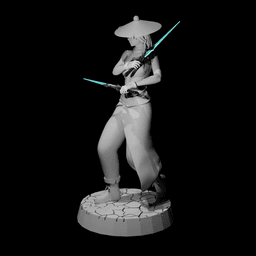 Futuristic Japanese Warrior Woman with Dual Energy Daggers v2 3d model