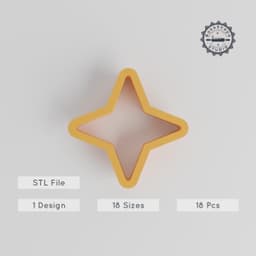 Four Point Star Shape Cutter Set, 18 Sizes 0.75"-5.00", Ideal for Cookies, Fondant & Clay PRODUCT_1173 3d model