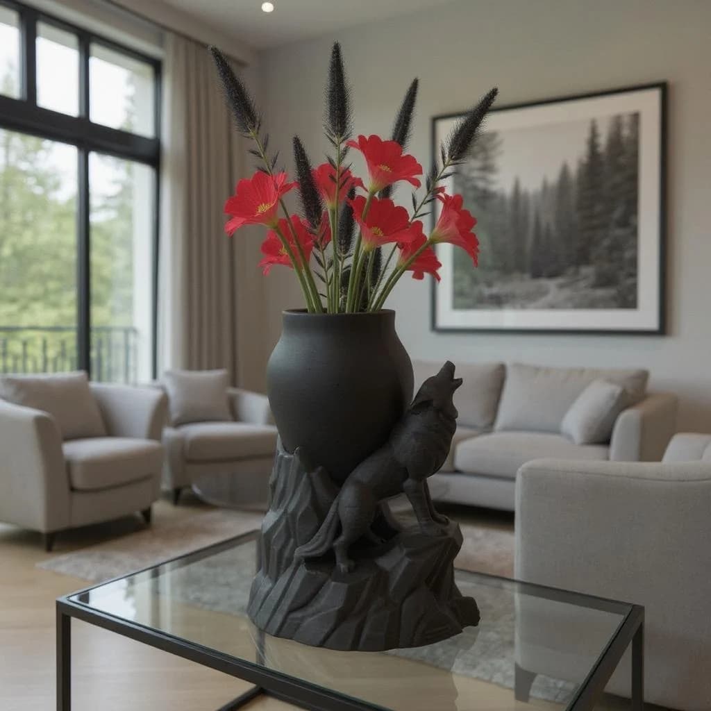 Echo in the Living Room vase wolf 3d model